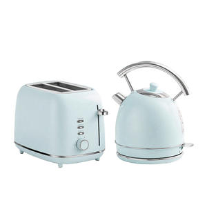 Retro Waterkoker En Broodrooster Set Gekleurde Metalen Theeketel Vintage Roestvrij Staal Broodrooster Custom Elektrische Waterkoker Met Logo - Product Image 5