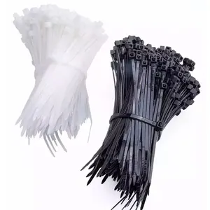 Atadura de cables de nailon de plástico autoblocante blanco y negro de alta calidad 100 unids/bolsa