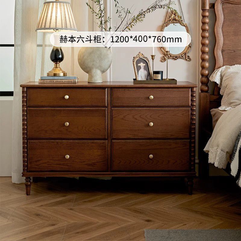 ตู้ลิ้นชักหกชั้น Hepburn [สีกาแฟ Garfield]