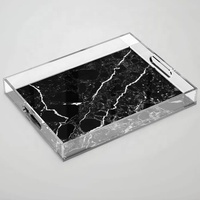 Plateau de service décoratif en acrylique Lucite en fausse écaille de tortue pour table basse