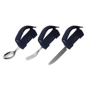 Couverts adaptatifs ergonomiques pour personnes âgées Spork pour personnes âgées en caoutchouc poignée pliable en acier inoxydable à prise facile Spork pour les tremblements de la main - Product Image 1