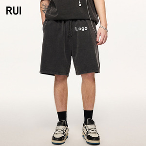 RUIQUWIN Pantalones Cortos de Verano para Hombre al por Mayor, Lavados, Desgastados, Estilo Urbano Vintage, Color Sólido, Ajuste Regular, Casual, 100% Algodón, a la Moda - Product Image 1