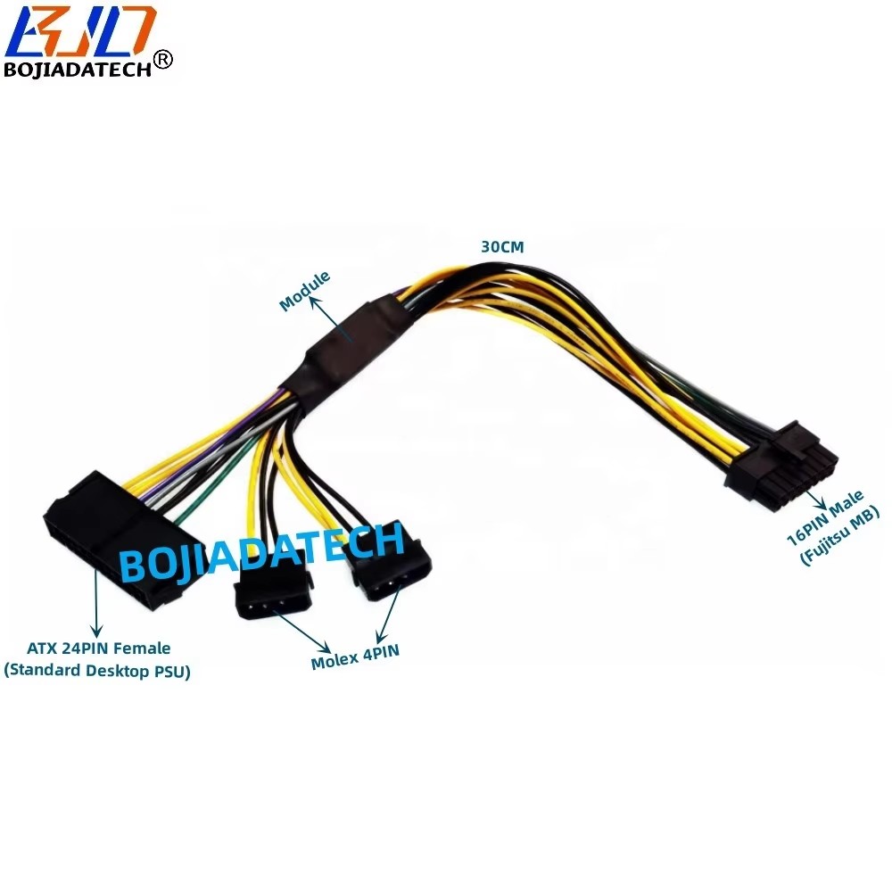 PCケーブル・コネクタ Fujitsu ATX 24Pin & IDE 4Pin to 16Pin Male Power Cable - Compatible with