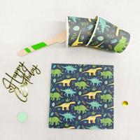 Ensemble de vaisselle biodégradable pour enfants sur le thème des dinosaures, assiettes, gobelets, serviettes, fournitures de fête jetables écologiques