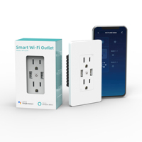Hitenso Smart Wifi Outlets Met 2 Usb-poorten 15A Muur Charger Sockets Elektrische Plug Voor Thuis Keuken Alexa En Google