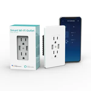 Hitenso Smart WLAN-Steckdosen mit 2 USB-Anschlüssen 15A Wand ladegerät Steckdosen elektrischer Stecker für die Küche zu Hause Alexa und Google