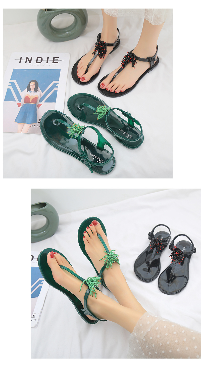 Women's Shoes Tassel Flat Beach Shoes Toe Roman Sandals Ladies Slippers