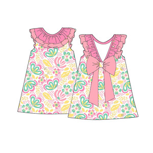 Nouvelles Arrivées Robe d'été sans manches <span class=keywords><strong>pour</strong></span> filles, motif personnalisé, taille ajustée, avec volants, au-dessus du genou, vêtements de mode <span class=keywords><strong>pour</strong></span> bébés - Product Image 4