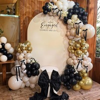 Kit d'arche de guirlande de ballons en latex noir et or rose de luxe avec confettis pour la décoration de fête de mariage, anniversaire
