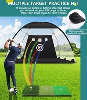Cage d'entraînement de golf 10x7FT avec tapis en fibre de verre et cibles - Accessoires variés pour l'amélioration du swing de golf
