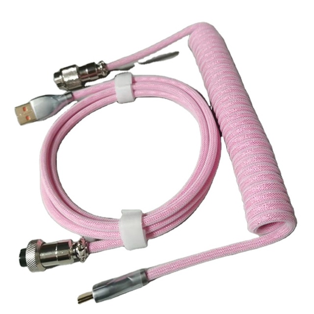 Zinc Alloy Braided USB Type C Aviator Coiled Mechanical Keyboard Gaming Keyboard Cable