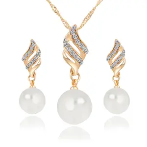 Artificial Pearl Jewelry Beaded Jewelry Plated 18K Gold Jewellery Beads Jewelry Set