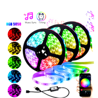 Bande lumineuse LED RVB colorée, Bluetooth, musique, application mobile, commande vocale, 30 LED/m, 5V, IP65, étanche, 5m/rouleau, pour l'arrière de la télévision