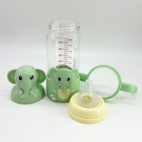 Botol Susu Bayi Baru Lahir 240ML Motif Hewan, Kualitas Premium Bebas BPA, Grosir Pabrik, Penjualan Panas, Bahan Kaca Food Grade, Dilengkapi Pegangan
