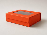 Boîtes cadeaux et paniers pliables de luxe, écologiques, modernes et élégantes, couleur orange, avec fermeture magnétique et fenêtre transparente