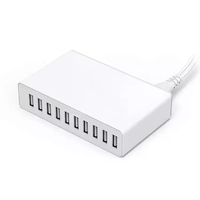 Penjualan laris stasiun pengisi daya Usb Multi 60w pengisi daya Usb 10 Port 5V 12A US AU UK EU pengisi daya dinding untuk ponsel