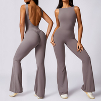 Combinaison de Yoga Gainante Tendance pour Femmes, Décontractée, Évasée, Entraînement, Dos Nu, Body Fitness, Combinaison de Sport et Yoga