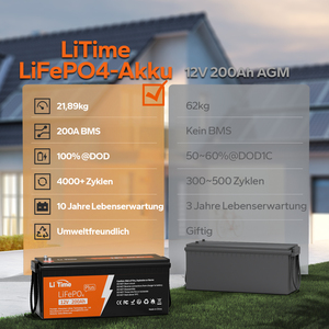 12V 200Ah LiFePO4 배터리 리튬 배터리 2560Wh 4000 + 지클렌 Wohnmobil 솔라 부트 IP65 5J 가란티 배터리 Au 리튬 - Product Image 3