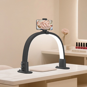 Lampe de bureau LED demi-lune à luminosité réglable, commande tactile, corps flexible en plastique, lumière blanc chaud pour salon de manucure et usage domestique - Product Image 1