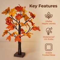 Arbre d'érable lumineux d'automne avec feuilles réalistes, citrouille LED, fonction minuterie, décoration intérieure pour la fête de la récolte à la maison