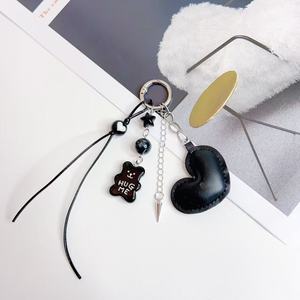 Hot Sale Leather <b>Keyring</b> Tiny Bear <b>Charm</b> Car Key Chain Lovely Handbag Decoration Cute PU Heart Pendant Keychain for Girls Bags - Product Image 6