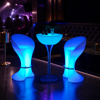 Table de bar haute illuminée RGB à changement de couleur, rechargeable, lumineuse, pour bar, mariage, fête, salon, club