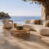 Table basse d'extérieur moderne en bois massif, table ronde pour le thé, mobilier de jardin, de patio, de resort, de plage, vente en gros, sur mesure