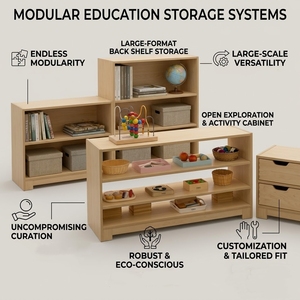 Meuble de rangement Montessori en contreplaqué de bouleau pour jouets, étagère ouverte, organisateur pour enfants, mobilier de maternelle pour salle de classe préscolaire - Product Image 3