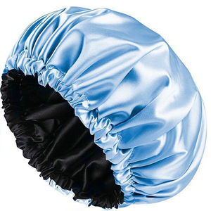 Women's Adjustable Double Layer Satin Bath <b>Cover</b> New Solid Color Waterproof <b>Head</b> Bonnet for Kitchen Bathroom Daily Use Sleep - Product Image 2