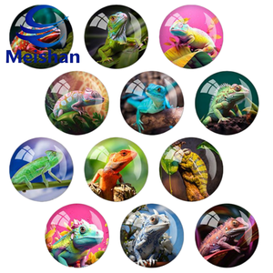 Aimants <span class=keywords><strong>de</strong></span> réfrigérateur <span class=keywords><strong>en</strong></span> verre personnalisés <span class=keywords><strong>en</strong></span> gros Meishan : Aimants <span class=keywords><strong>de</strong></span> réfrigérateur ronds <span class=keywords><strong>de</strong></span> <span class=keywords><strong>dessin</strong></span> animé d'animaux européens et américains, caméléon - Product Image 6