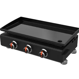 Plancha 3 fuochi a gas teppanyaki grill bbq tavolo piastra riscaldante