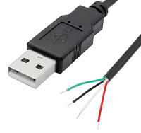 Câble d'extension Wavelink à fils nus 2/4 conducteurs USB 2.0/3.0 mâle vers femelle blindé tressé pour petit ventilateur, souris, clavier, caméra