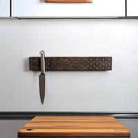 Porte-couteaux magnétique en noyer, support de rangement de cuisine en grain de bois, bloc à couteaux, barre à couteaux murale avec ruban adhésif double face