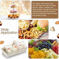 5.3/6/7.4 pouces rectangle papier boîtes alimentaires contenants à dessert jetables avec couvercles transparents pour biscuits salade pâtisserie cuisson
