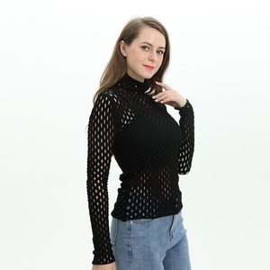 Maglioncino Sexy in <span class=keywords><strong>maglia</strong></span> a <span class=keywords><strong>maglia</strong></span> a <span class=keywords><strong>maglia</strong></span> <span class=keywords><strong>nera</strong></span> Sexy a manica lunga personalizzato stile Sexy maglione in Mesh sottile - Product Image 3