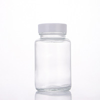Flacon en verre transparent à large ouverture, multi-spécifications, qualité alimentaire, pour produits de santé et médicaments, idéal pour 3-7 gélules de Cordyceps en poudre