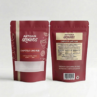 Sachet d'emballage personnalisé pour épices, en plastique, pour assaisonnements et poudres alimentaires, 100g 200g, refermable, avec fenêtre, à fermeture éclair, pochette verticale
