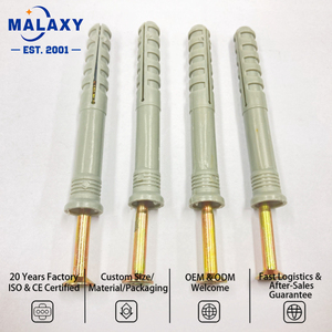 Cheville d'expansion en plastique Malaxy avec vis en nylon et vis en zinc pour cloisons sèches, maçonnerie, béton et blocs creux - Product Image 1