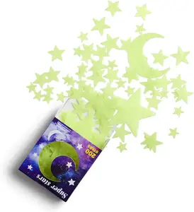 Fluorescent Decor Stars And Moon Luminous Room Sticker Kids For Decoration Glow In The Dark Wallpaper Sticker CMYK