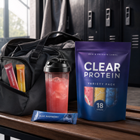 Private Label Clear Whey Protein Isolate Poeder Variatiepakket 18 Enkelvoudige Porties Watermeloen Aardbei Limonade Blauwe Framboos