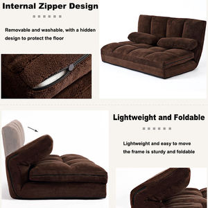 गर्म बिक्री कस्टम मंजिल तह सोफे कुर्सी जापानी शैली ब्राउन Legless बाक़ी 5 स्थिति समायोज्य आधुनिक कपड़े सोफे बिस्तर - Product Image 3
