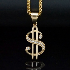 Fashion <b>Iced</b>-<b>out</b> Sign Cool Diamond Jewelry Charm Stainless Steel Zircon Dollar Hiphop Pendant Necklace - Product Image 2