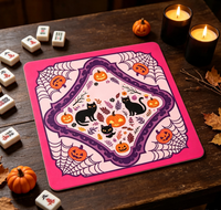Alas Mahjong Jaring Laba-Laba Halloween Mewah Terlaris, Portabel, Tahan Air, Ramah Lingkungan, Desain Seram untuk Mahjong