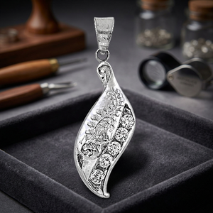 Pendentif Art Palace en argent 925 avec cristaux de strass, design végétal, style vintage, bijoux unisexe pour tous les jours - Product Image 4