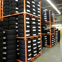 Étagère à pneus pliable en acier Q235 JX OEM, robuste, revêtement poudré, palettes pliables pour la distribution en entrepôt