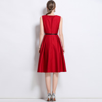 Robe d'été sans manches taille haute amincissante, coupe trapèze, avec fermeture éclair, style vintage élégant haut de gamme, personnalisable en gros (tailles S-L)