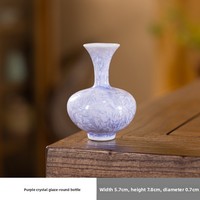 Mini vase en cristal de style chinois fait à la main, glaçure colorée rose, arrangement floral, ornement en céramique pour la décoration de table