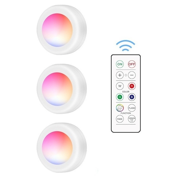 Hot Sale 16 Colors Changing Cabinet Light 3xAAA Battery Powered Closet Lights for Kitchen RGB Wireless LED Puck Night Light