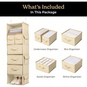 6 Shelf Hanging Closet Organizer Drawers Shelf Hanging Closet Hanging Organizer Hanging Fabric Organizer Rack for Home - Product Image 3