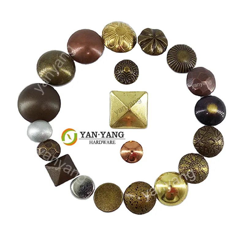 Yanyang personalizado popular flor dourada bronze cadeira pregos 11mm móveis tachas pregos 16mm ferro decorativo sofá unhas